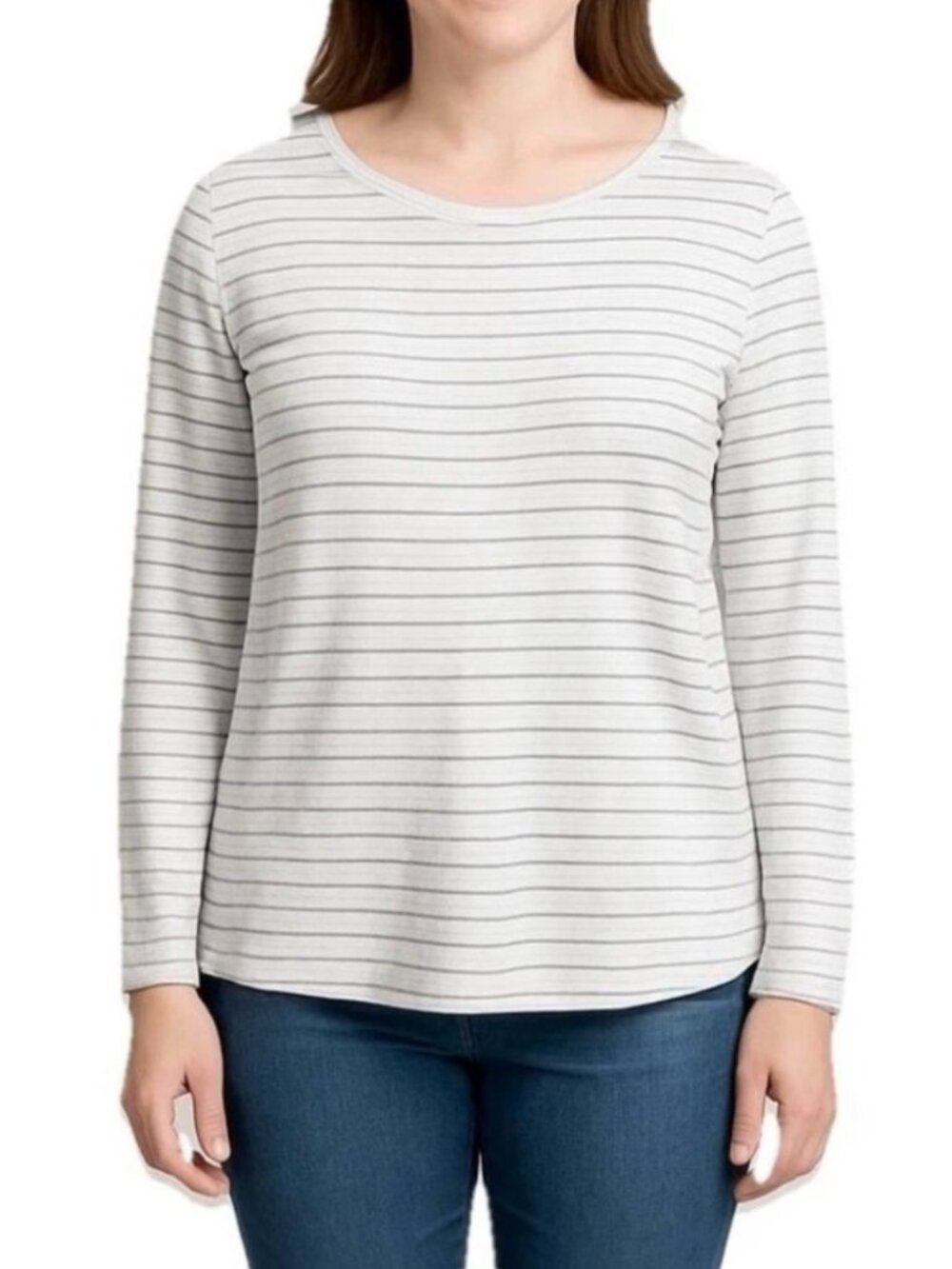 UNTUCKit Leoville Long Sleeve Striped Top~Size Large~Black White Tee~L14 37
